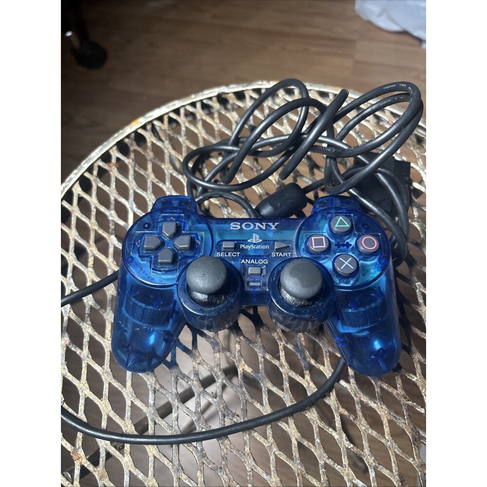 Sony PlayStation 2 PS2 Ocean Blue Clear Controller DualShock OEM SCPH-10010